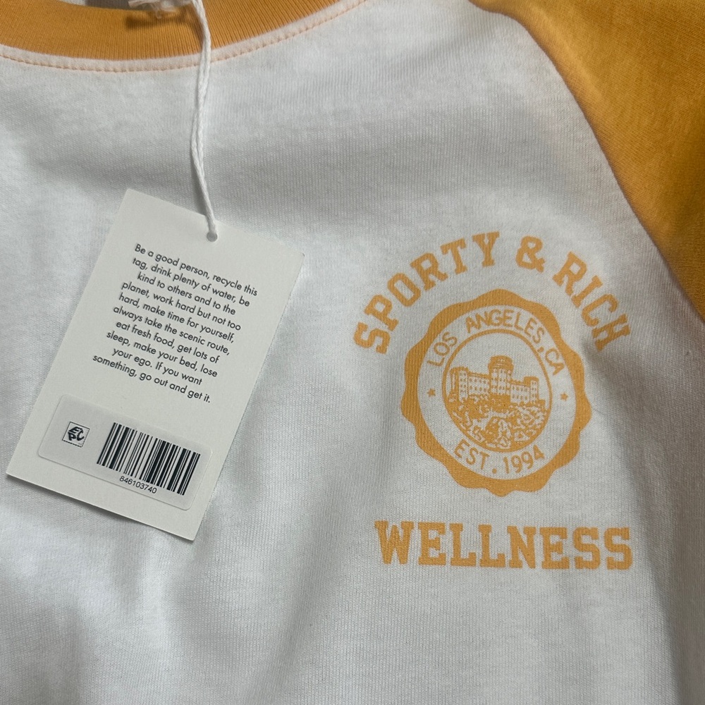 Sporty & Rich Womens Long Sleeve Tee in gold/yellow and White - Picture 4 of 5